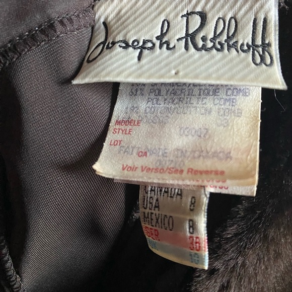 Vintage Joseph Ribkoff Brown Velvet Leopard Print Faux Fur Trim Midi Dress 8 - Picture 10 of 10